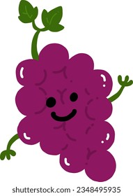 Grape character character colored flat illustration. Vector icon.Hands can move.