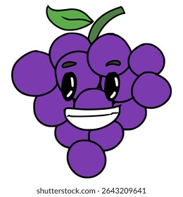 grape character illustration hand drawn isolated vector