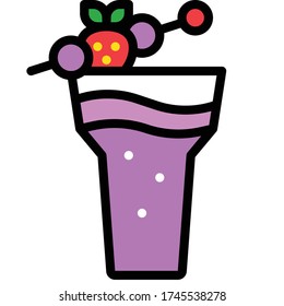 Grape cocktail icon, Beverage filled style vector illustration