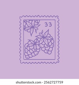 Grape. Color stamp. Artistic hand drawing. Vector. Illustration