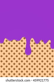 Grape cream melted on chocolate wafer background, brochure design, size A4, vector illustration