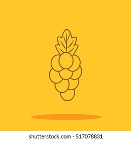 Grape cute icon in trendy flat style isolated on color background. Thanksgiving symbol for your design, logo, UI. Vector illustration, EPS10.