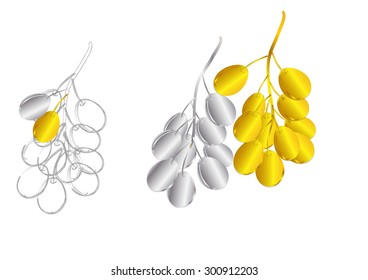 grape design golden,silver,and line grape.Vector illustration 