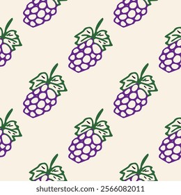 grape doodle seamless pattern background, Perfect for package, labels Design element. Vector pattern