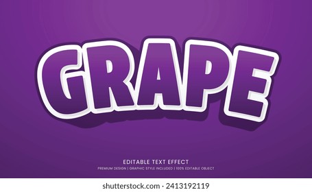 grape editable 3d text effect template bold typography and abstract style drinks logo and brand