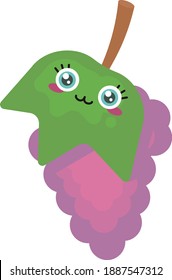Grape with a face ,illustration,vector on white background