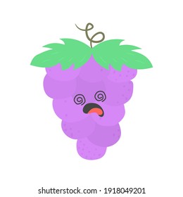 grape flat design emoji vector illustration isolated on white background