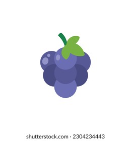 Grape In Flat Icon Style Isolated on a White Background - Fruits Icon Vector Illustration. 