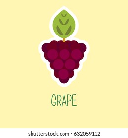 Grape in a flat style. Sticker, design element, icon. The image is a peach with a white stroke.Element for design, children's design.