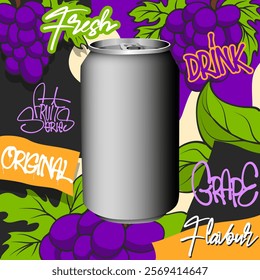 Grape flavored canned drink mockup template