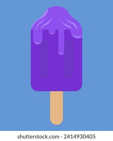 Grape flavored popsicle vector, delicious and colorful purple popsicle.