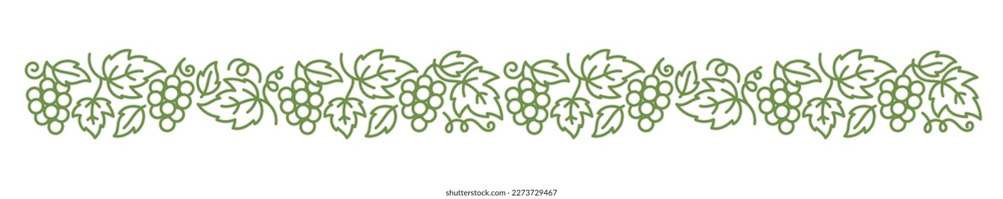 Grape floral ornament. Thick line pattern. Editable outline stroke. Vector line.