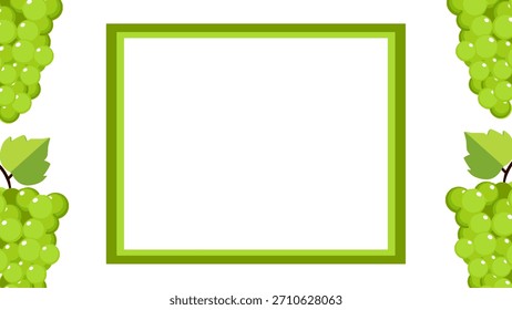 Ilustración vectorial de marco de uva. Gráfico de Vector de uva verde. Ideal para gráficos de alimentos, empaques, etiquetas, menús, marcas, temas agrícolas, proyectos botánicos y obras de arte digitales
