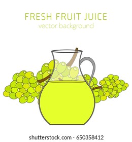 Grape fresh fruit juice, vector background, healthy eating, postcard