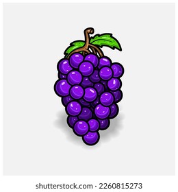 Grape Fruit Cartoon With Simple Gradient and Details. Vector and Illustration.