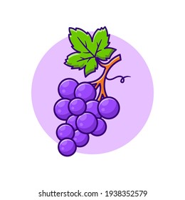 Grape Fruit Cartoon Vector Icon Illustration. Food Object Icon Concept Isolated Premium Vector. Flat Cartoon Style