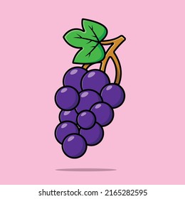 Grape Fruit Cartoon Vector Icon Illustration. Food Objection Concept Isolated Premium Vector.