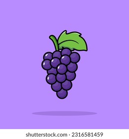 Grape Fruit Cartoon Vector Icon Illustration. Food Nature Icon Concept Isolated Premium Vector