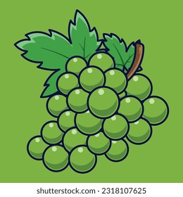 Ilustración del icono del vector de dibujos animados de uva. Vector Premium Aislado Con Icono De Fruta Alimentaria. Estilo de caricatura plano adecuado para la página de aterrizaje web, pancarta, adhesivo, fondo