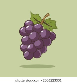 Ilustración de Vector de dibujos animados de frutas de uva. Icono de Naturaleza de alimentos Concepto aislado Premium Vector. Estilo plano de la historieta