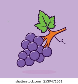 Grape Fruit Cartoon Vector Icon Illustration. Food Nature Icon Concept Isolated Premium Vector. Flat