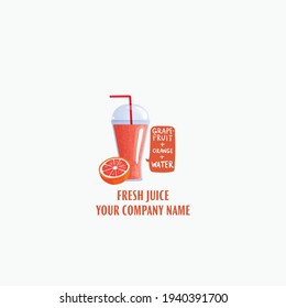 Grape Fruit Fresh Juice Logo Vector