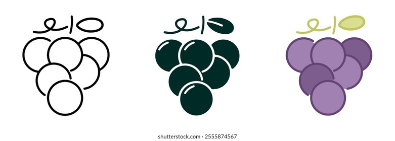 Grape Fruit icon collection simple design Editable Transparent isolate background