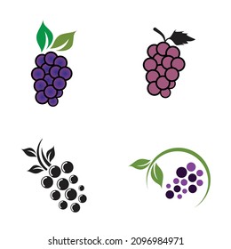 Grape fruit icon set vector logo design