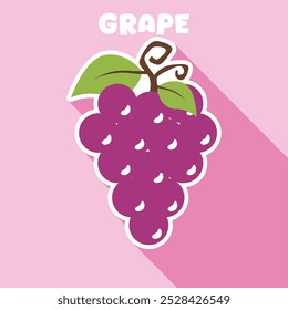 Vector del icono de la fruta de la uva con la etiqueta engomada moderna fresca colorfull de las frutas del diseño. conveniente para el aprendizaje de los niños.