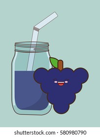grape fruit juice kawaii food icon image vector illustration design 