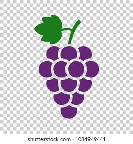 Grape fruit with leaf icon. Vector illustration on isolated transparent background. Business concept Bunch of wine grapevine pictogram.