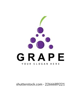 Grape Fruit Logo, Circle Style Fruit Design, Grape Farm Vector, Wine Drink, Nature Icon, Illustration Template