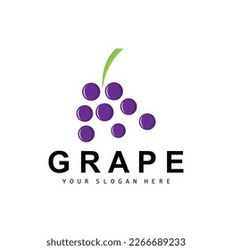 Grape Fruit Logo, Circle Style Fruit Design, Grape Farm Vector, Wine Drink, Nature Icon, Illustration Template