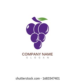 Grape fruit logo flat vector template icon illustration design