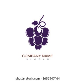 Grape fruit logo flat vector template icon illustration design