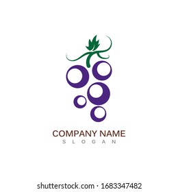 Grape fruit logo flat vector template icon illustration design