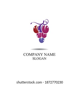 Grape fruit logo flat vector template icon illustration design