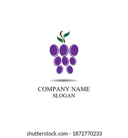 Grape fruit logo flat vector template icon illustration design
