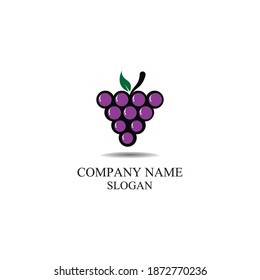 Grape fruit logo flat vector template icon illustration design