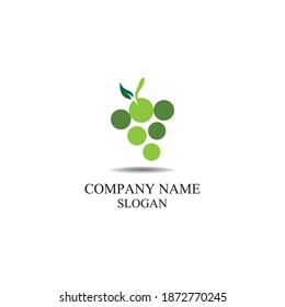 Grape fruit logo flat vector template icon illustration design