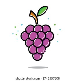 Icono de dibujo animado moderno de frutas de uva