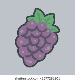 grape fruit with outline flat vector design.