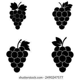 Grape fruit set silhouette vector illustration
