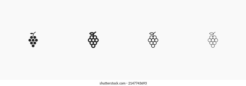 Grape fruit vector icon. Grape branch flat black vector illustration