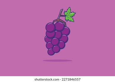 Grape Fruit Vector Icon Illustration Cartoon. Food Nature Icon Vector Flat Cartoon Design Style 