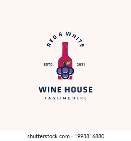 Grape fruits combaint wine bottle minimalist logo design