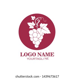 Grape fruits with leaf icon vector illustrtion  template