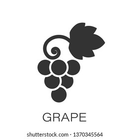 Grape fruits sign icon in flat style. Grapevine vector illustration on white isolated background. Wine grapes business concept.