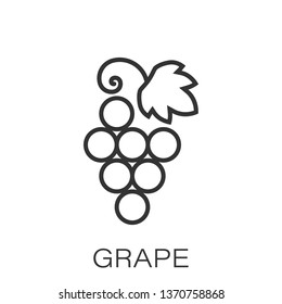 Grape fruits sign icon in flat style. Grapevine vector illustration on white isolated background. Wine grapes business concept.