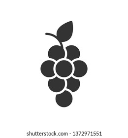 Grape fruits sign icon in flat style. Grapevine vector illustration on white isolated background. Wine business concept.